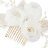 Trisa Celebride Haarkamm in zartem gold mit Stoffblumen und Perlenblättern Best